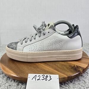 P448 Womens 40 Thea Jun Drop White Metallic Silver Casual Daily Platform Sneaker